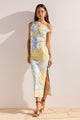 Esme Lemon Floral Mesh Off Shoulder Maxi Dress