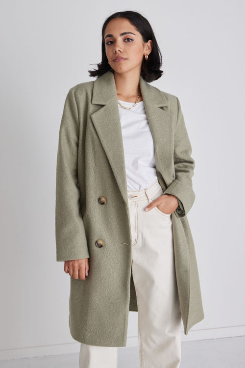 Montreal Sage Boucle Double Breasted Coat – Flo & Frankie