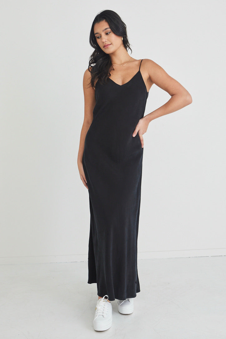 Moondance Black Cupro Bias Slip Midi Dress – Flo & Frankie