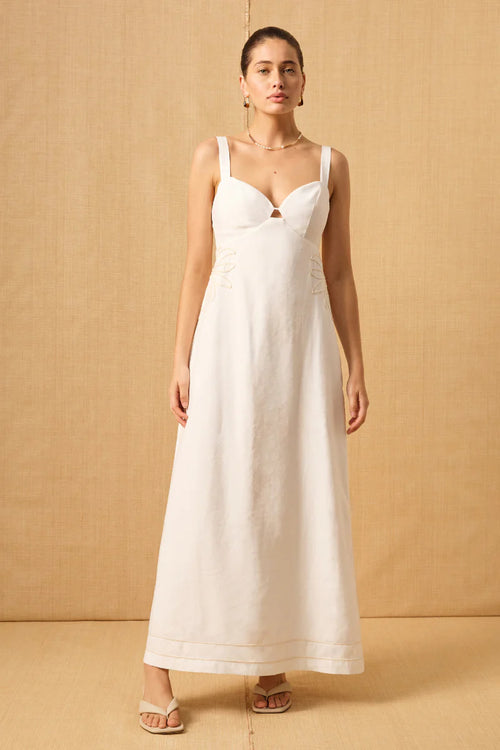 Shop Scenic White Cotton Embroidered Strappy Maxi Dress | Flo & Franki Shop Scenic White Cotton Embroidered Strappy Maxi Dress | Flo & Franki
