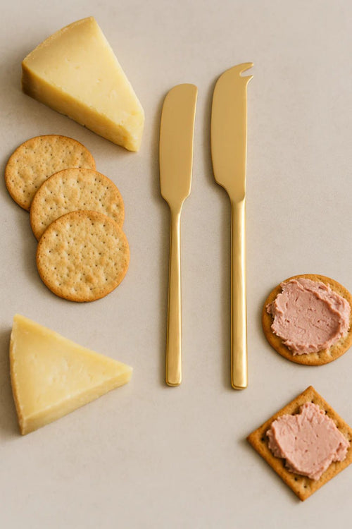 Matte Gold Two Piece Cheese Knife Set