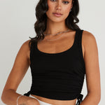 Gimme Black Rib Drawstring Tank