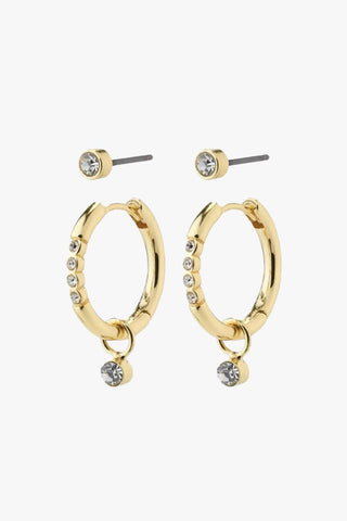 Elna Crystal Hoop Gold Set 2 Recycled Earrings ACC Jewellery Pilgrim   