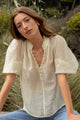 Closure Sunshine Sheer High Neck Buttoned SS Top