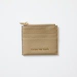 Small Taupe Leather Card Holder
