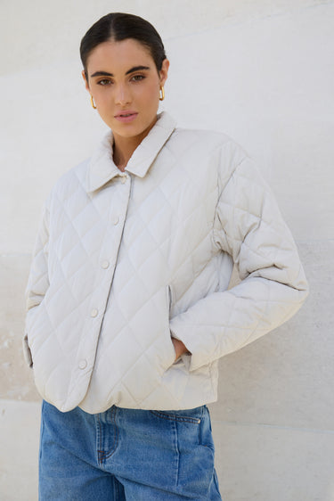 Absolute Putty Collared Quilted Jacket