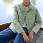 Absolute Soft Khaki Collared Quilted Jacket