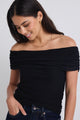 Achiever Black Mesh Off Shoulder Short Sleeved Top