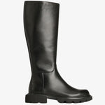 Adeena Knee High Black Flat Leather Boot