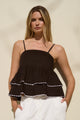 Admire Black White Trim Strappy Babydoll Cami