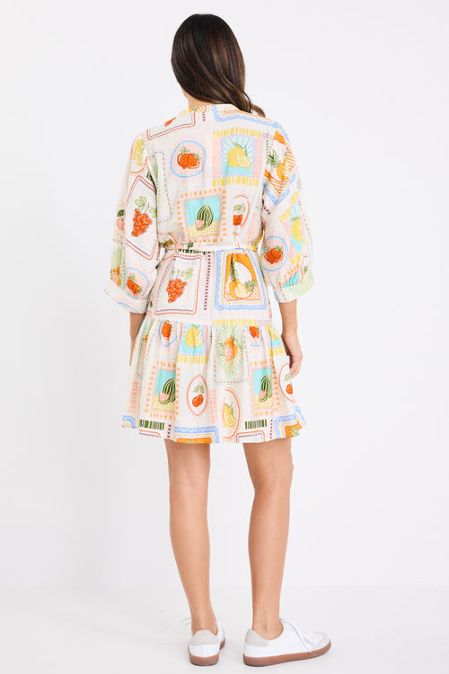 model wears a cream fruit print mini dress
col_pattern