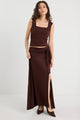 Status Chocolate Jersey Knot Front Maxi Skirt