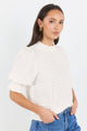 Affirming Ivory Self Check High Neck SS Top