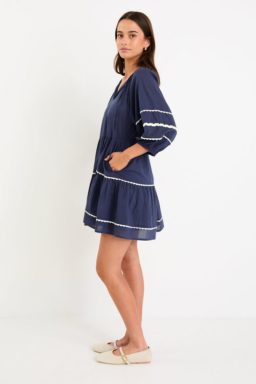 Shop Again Navy SS Tiered Smock Dress Shop Again Navy SS Tiered Smock Dress