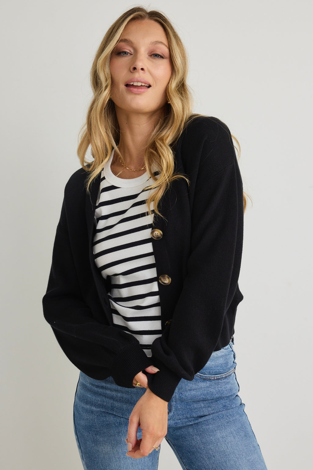 Shop Agatha Black Fine Knit Cardigan Flo Frankie