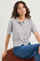 Agency Grey Marle Short Sleeve Knit Polo Cardigan