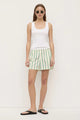 Agnes Butter Bright Green Stripe SS Cotton Poplin Short