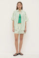 Agnes Butter Bright Green Stripe SS Cotton Poplin Shirt