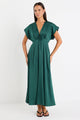 Ambiance Forest Satin Short Sleeve Maxi Dress