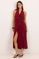 Ample Burgundy Halter Wrap Front Maxi Dress
