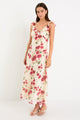 Amusing Cream Red Rose Bias Slip Maxi Dress
