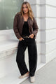 Varsity Black Wash Forward Seam Barrel Jeans