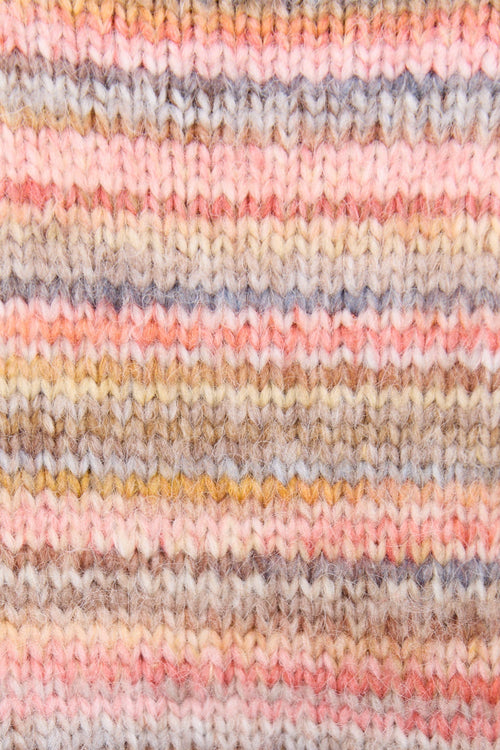 Close-up of a textured fabric with multicolored stripes