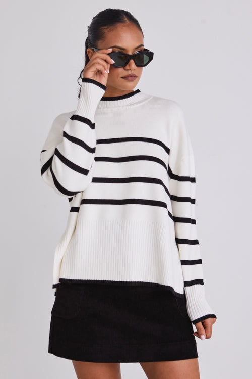 shop white stripe knit