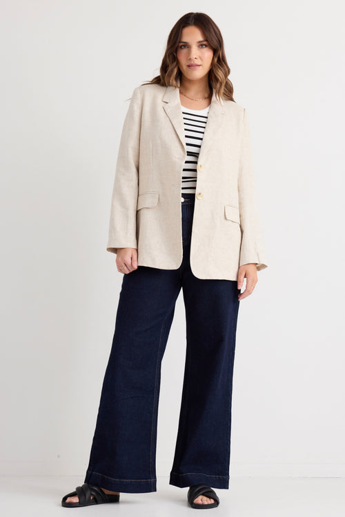 Linen longline blazer hotsell