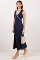 Aston Ink Linen Bias Flared Maxi Dress