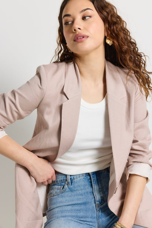 baby pink linen blazer 