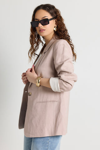 baby pink linen blazer 