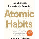 Book cover of 'Atomic Habits' by James Clear, featuring a cream background with gold glitter-style title text and black text, plus a small orange badge indicating over 1 million copies sold.