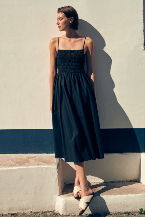 black midi dress