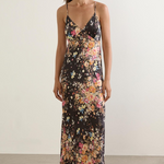 Kalinda Black Floral Strappy Low Back Maxi Dress