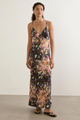 Kalinda Black Floral Strappy Low Back Maxi Dress