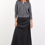 Lagos Black Linen Blend Bias Maxi Skirt