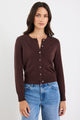 Autograph Chocolate Soft Fine Gauge Crewneck Cardigan