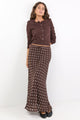 Rally Chocolate Polka Dot Georgette Tie Waist Bias Maxi Skirt