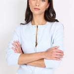 Autograph Ice Blue Soft Fine Gauge Crewneck Cardigan