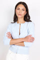 Autograph Ice Blue Soft Fine Gauge Crewneck Cardigan