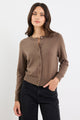 Autograph Mocha Soft Fine Gauge Crewneck Cardigan