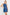 model wears a blue denim mini dress