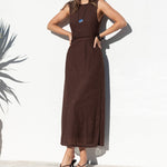 Backlit Chocolate Lace Sleeveless Maxi Dress