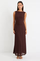 Backlit Chocolate Lace Sleeveless Maxi Dress