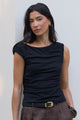 Backstreet Black Stretch Boat Neck Sleeveless Top