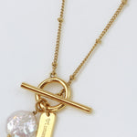 gold necklace with freshwater pearl