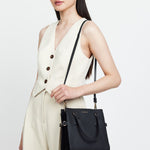 Beau Black Leather Suede Side Crossbody Bag