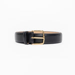 Belle Black Leather Gold Buckle Belt