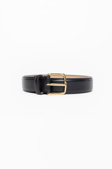 Belle Black Leather Gold Buckle Belt